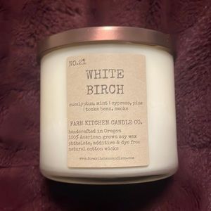 Farm Kitchen Candle Co. White Birch Soy 3 Wick Candle - Brand New